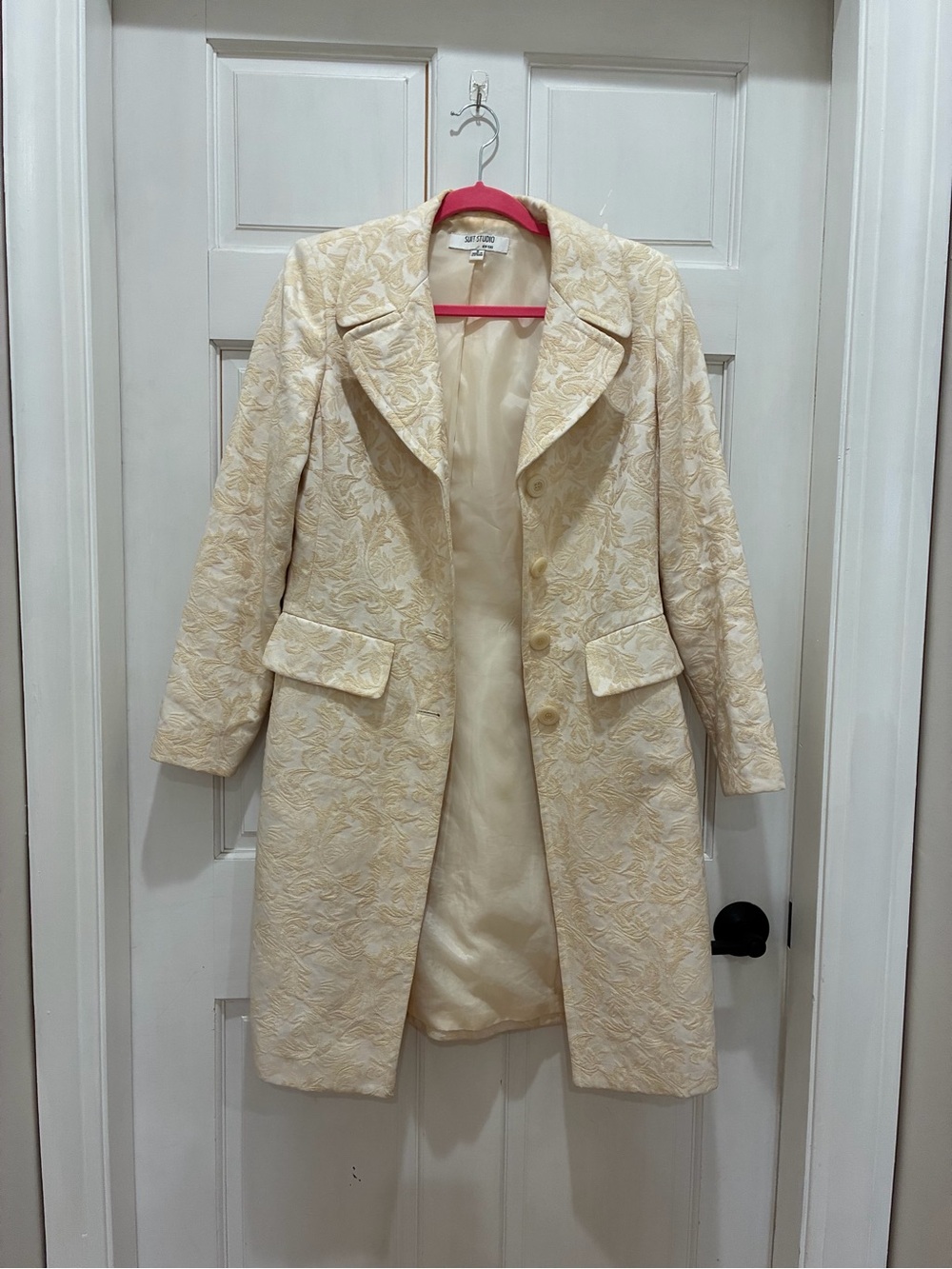Suit Studio Yellow Floral Brocade Trench Coat